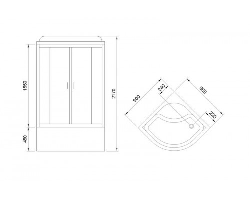 Душевая кабина Royal Bath RB 90BK6-WC-CH 90х90 см, с матовыми стеклами