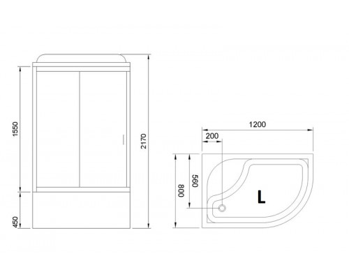 Душевая кабина Royal Bath RB 8120BK3-BT-CH 120х80 см, с прозрачными стеклами, левосторонняя