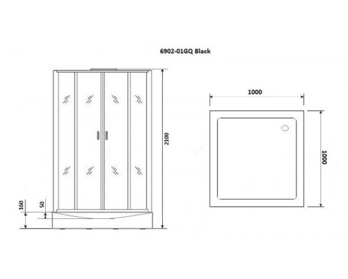 Душевая кабина Niagara Premium NG-6902-01GQ BLACK 100х100 см