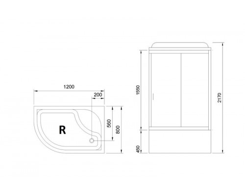 Душевая кабина Royal Bath RB 8120BK6-WC-CH 120х80 см, с матовыми стеклами, правосторонняя