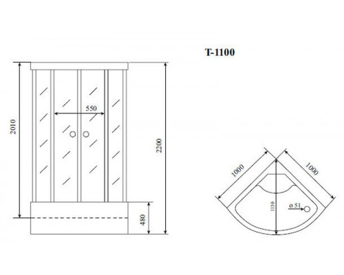 Душевая кабина Timo Standart T-6600 Silver 100х100 см