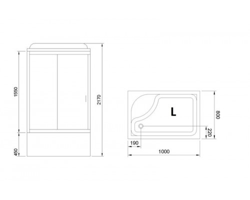 Душевая кабина Royal Bath RB 8100BP1-M 100х80 см, с матовыми стеклами, левосторонняя