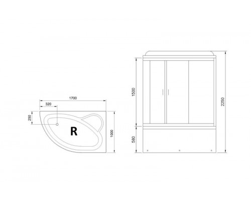 Душевая кабина Royal Bath RB 170ALP-C-CH 170х100 см, с матовыми стеклами, правосторонняя