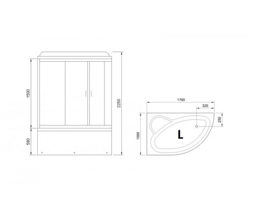 Душевая кабина Royal Bath RB 170ALP-T 170х100 см, с прозрачными стеклами, левосторонняя