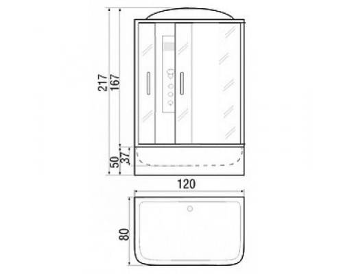 Душевая кабина River Vitim 120/80/50 МТ 120х80 см с гидромассажем