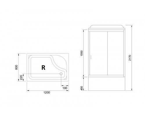 Душевая кабина Royal Bath RB 8120BP1-T 120х80 см, с прозрачными стеклами, правосторонняя