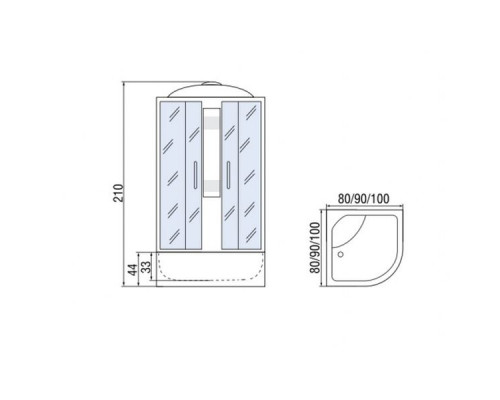 Душевая кабина Мономах 100/44 С МЗ 100х100х210, полукруг