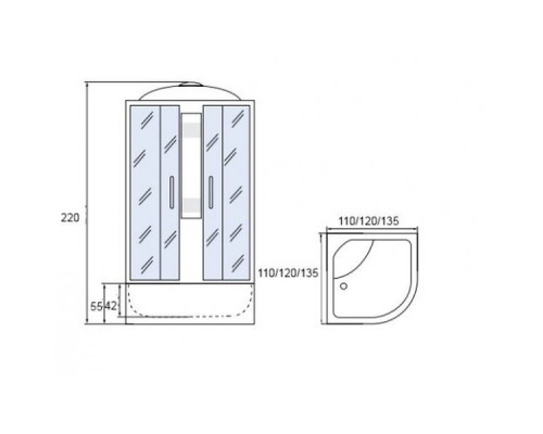 Душевая кабина Мономах 135/135/55 С МЗ 135х135х220, полукруг