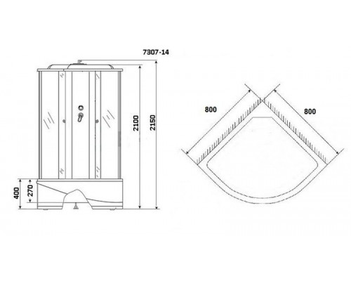 Душевая кабина Niagara NG-7307-14 80х80 см, с матовыми стеклами