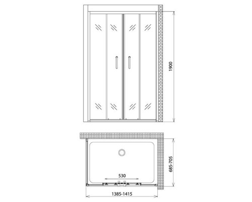 Душевой уголок Gemy Victoria S30192E-A70 140х70 см