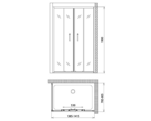 Душевой уголок Gemy Victoria S30192E-A80 140х80 см