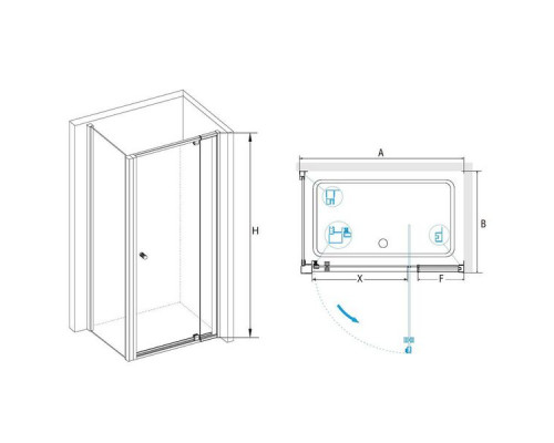 Душевой уголок RGW PA-44B (PA-02B + Z-050-1B) 90x100, прозрачное стекло