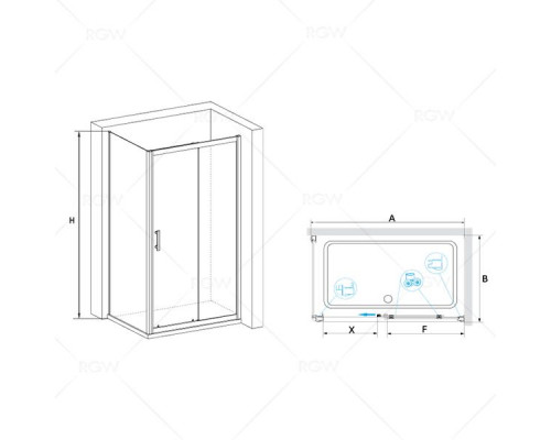 Душевой уголок RGW PA-45 80x140, прозрачное стекло