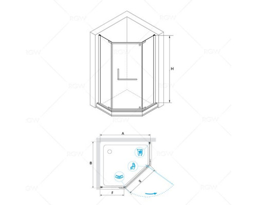 Душевой уголок RGW HO-081B 90x90, прозрачное стекло