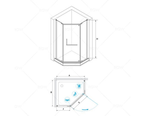 Душевой уголок RGW PA-81 80x80, прозрачное стекло