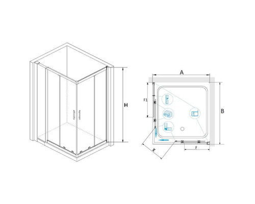 Душевой уголок RGW HO-42 (HO-31 + Z-41) 80x110, прозрачное стекло