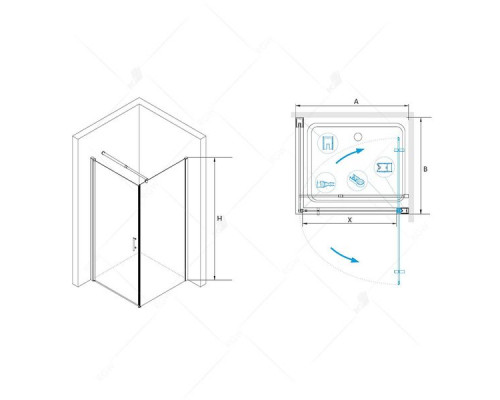 Душевой уголок RGW LE-33 100x100, прозрачное стекло