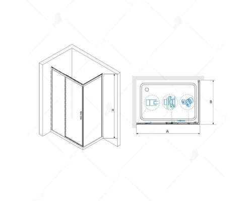 Душевой уголок RGW LE-41B (LE-12B + Z-22B) 190x100, прозрачное стекло