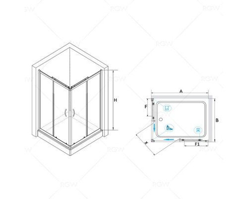 Душевой уголок RGW PA-146 80x100, прозрачное стекло