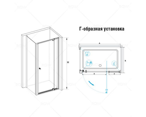 Душевой уголок RGW PA-32 (PA-02 + Z-050-1) 70x70, прозрачное стекло