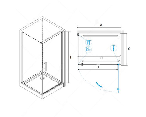Душевой уголок RGW PA-33 100x100, прозрачное стекло
