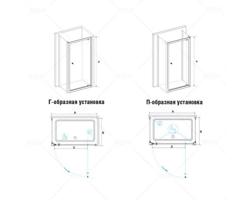 Душевой уголок RGW PA-35 (PA-05 + Z-12) 80x80, прозрачное стекло