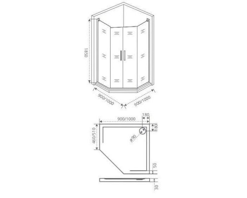 Душевое ограждение Good Door PANDORA PNT-TD-90-C-CH