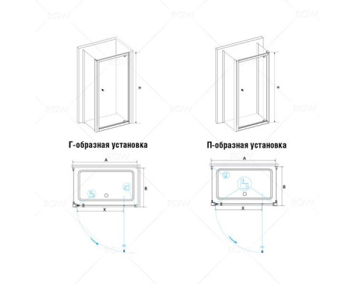 Душевой уголок RGW PA-43 (PA-05 + Z-050-1) 90x80, прозрачное стекло