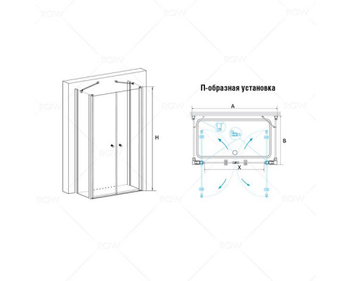 Душевой уголок RGW PA-47 (PA-04 + Z-050-1 + держатель) 100x80, прозрачное стекло