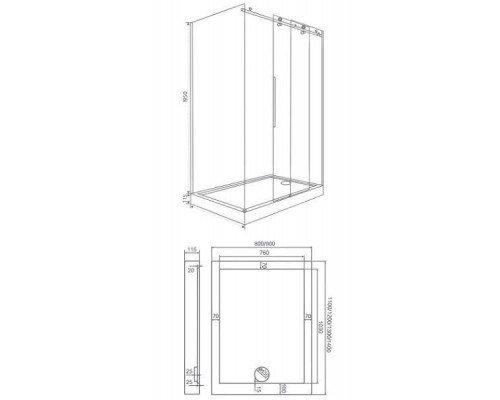 Душевое ограждение (боковая часть) Good Door Puerta SP-90-C-CH 90 см