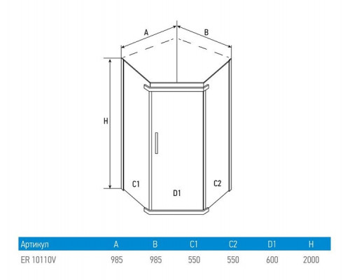 Душевой уголок Erlit ER10110V-C1