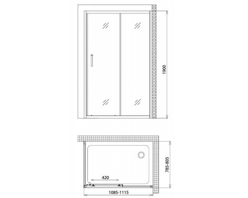 Душевой уголок Gemy Victoria S30191DM-A80M 110х80 см