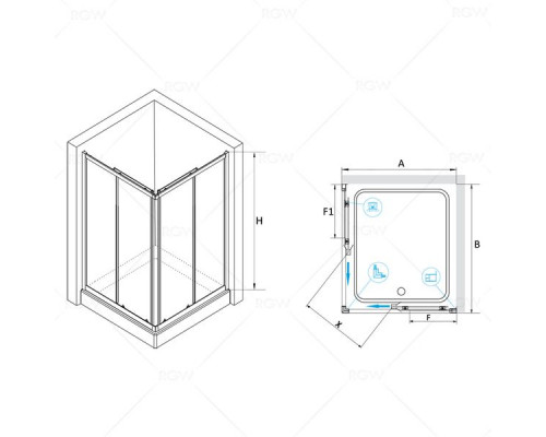 Душевой уголок RGW CL-42 90x120, прозрачное стекло