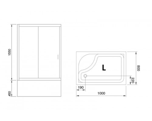 Душевой уголок Royal Bath RB 8100BP-T-CH 100х80 см, с прозрачными стеклами, левосторонний