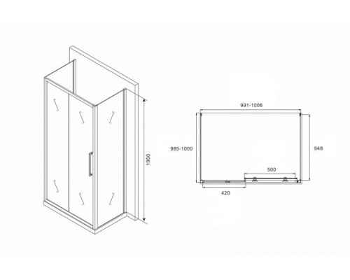 Душевой уголок ABBER Schwarzer Diamant AG30100H-S100-S100