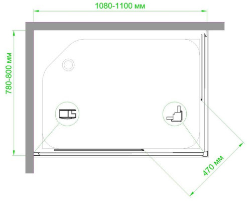 Душевой уголок Royal Bath RB HPD-T 110х80 см, с прозрачными стеклами