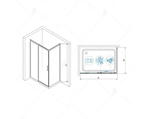 Душевой уголок RGW LE-41 (LE-12 + Z-050-2) 190x100, прозрачное стекло