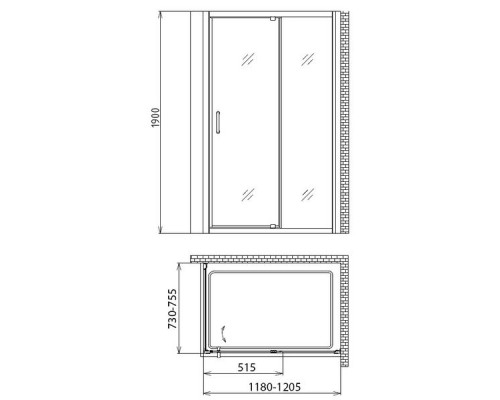 Душевой уголок Gemy Sunny Bay S28191B-A75 120х75 см