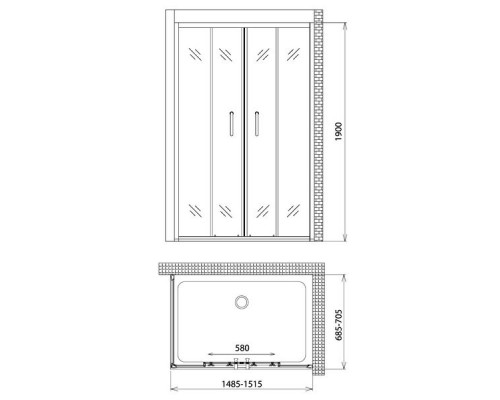 Душевой уголок Gemy Victoria S30192A-A70 150х70 см