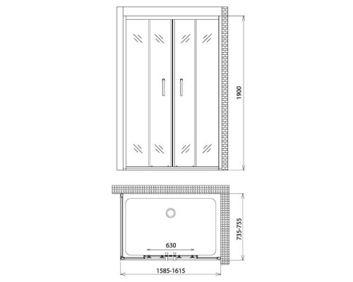 Душевой уголок Gemy Victoria S30192B-A75 160х75 см