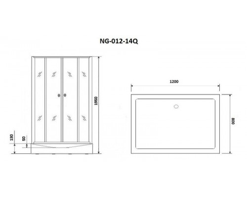 Душевой уголок Niagara NG-012-14Q BLACK 120х80 см, с мозаичными стеклами