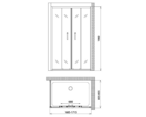 Душевой уголок Gemy Victoria S30192C-A85 170х85 см