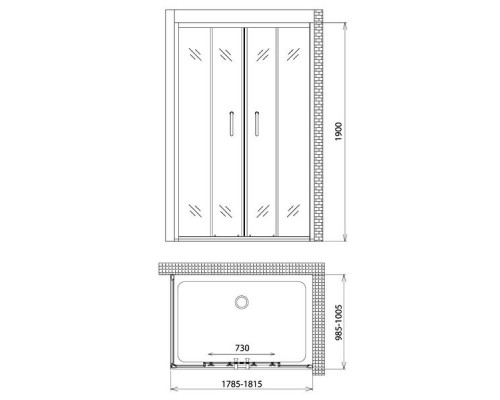 Душевой уголок Gemy Victoria S30192D-A100 180х100 см